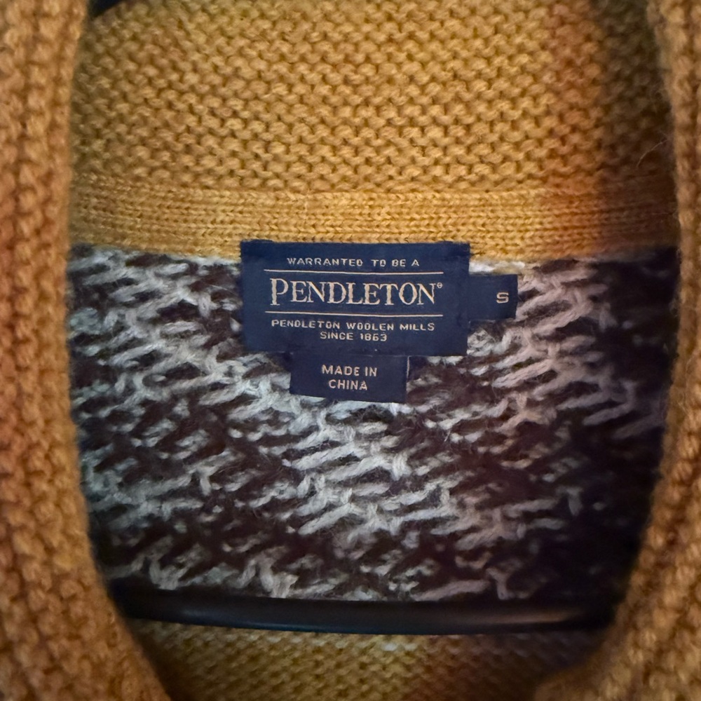 Pendleton Graphic Shetland Zip Sweater sz Small - Picture 2 of 7
